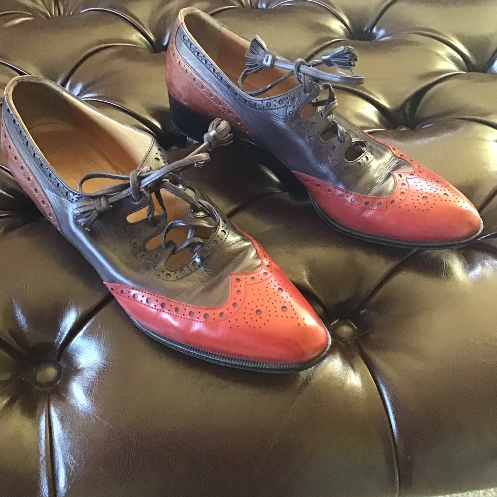 Vintage Hermes 3 tone spectator shoes 38.5